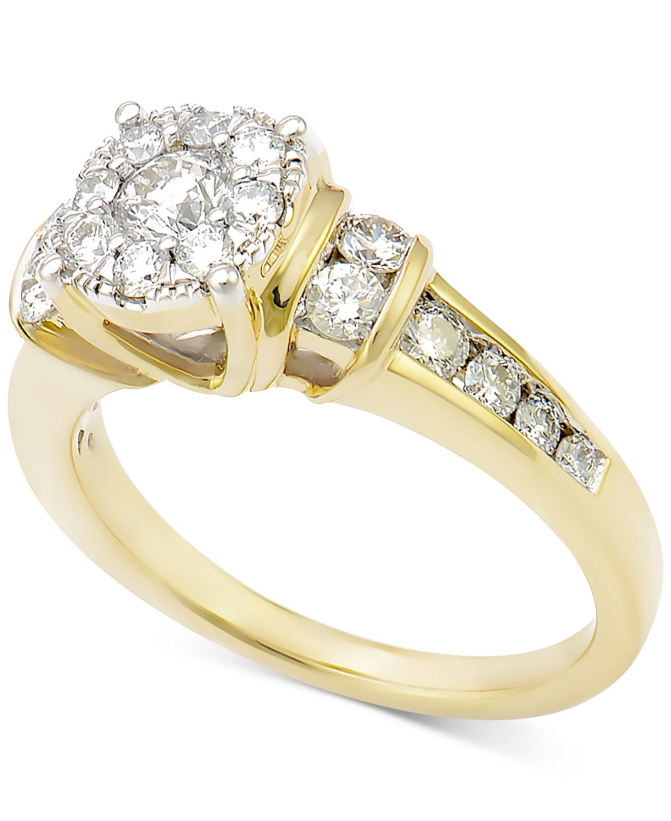 Macy's Diamond Cluster Engagement Ring (1 Ct. T.w.) In 14k Gold in